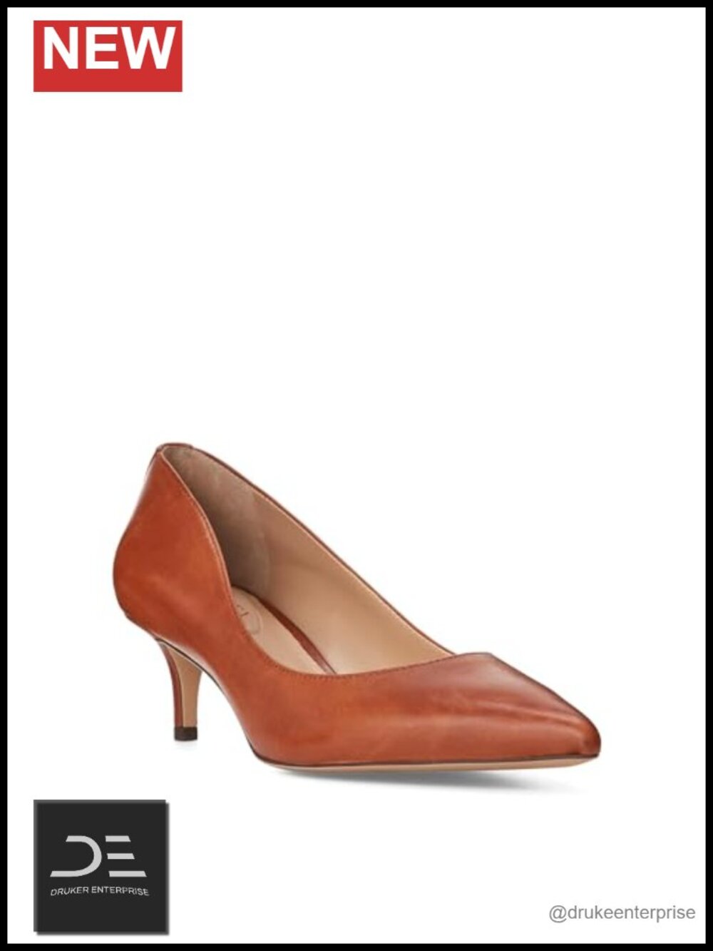 Full Grain Leather Pointed Toe Slip On Pumps 50mm Heel Padded Insole